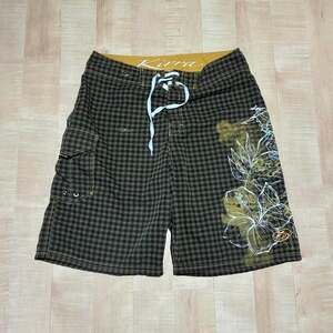 Vintage Kirra Y2K Houndstooth Floral Board Shorts